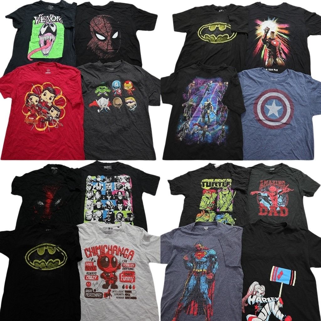 古着卸 まとめ売り マーベル DCコミック 半袖Tシャツ 16枚セット