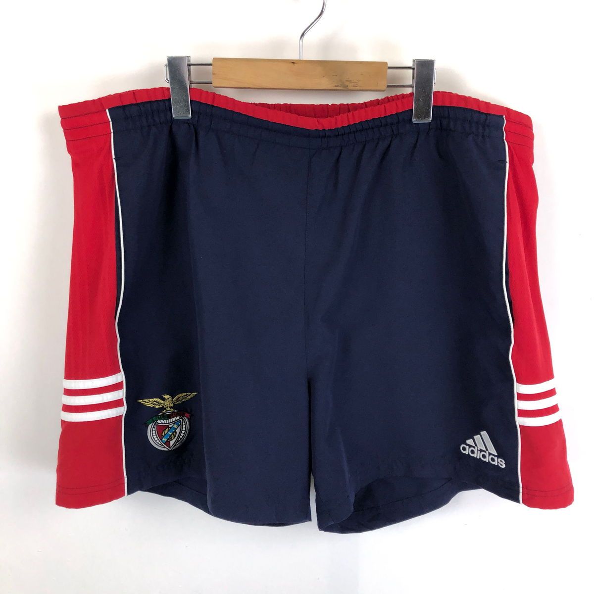 【古着】 adidas アディダス ショートパンツ ナイロンショーツ ベンフィカ FC ポルトガル 万国旗タグ 90年代 ネイビー系 メンズXL 【中古】 n045701