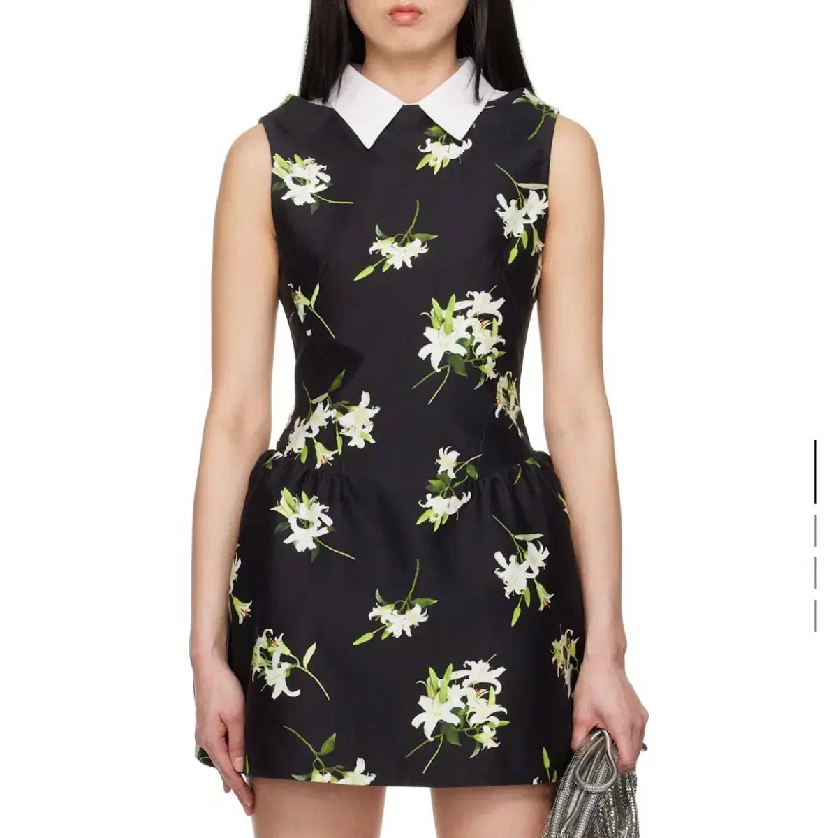 シュシュ丸のまま ブラック パッチワーク フラワー ミニ ONE PIECE UK6 x