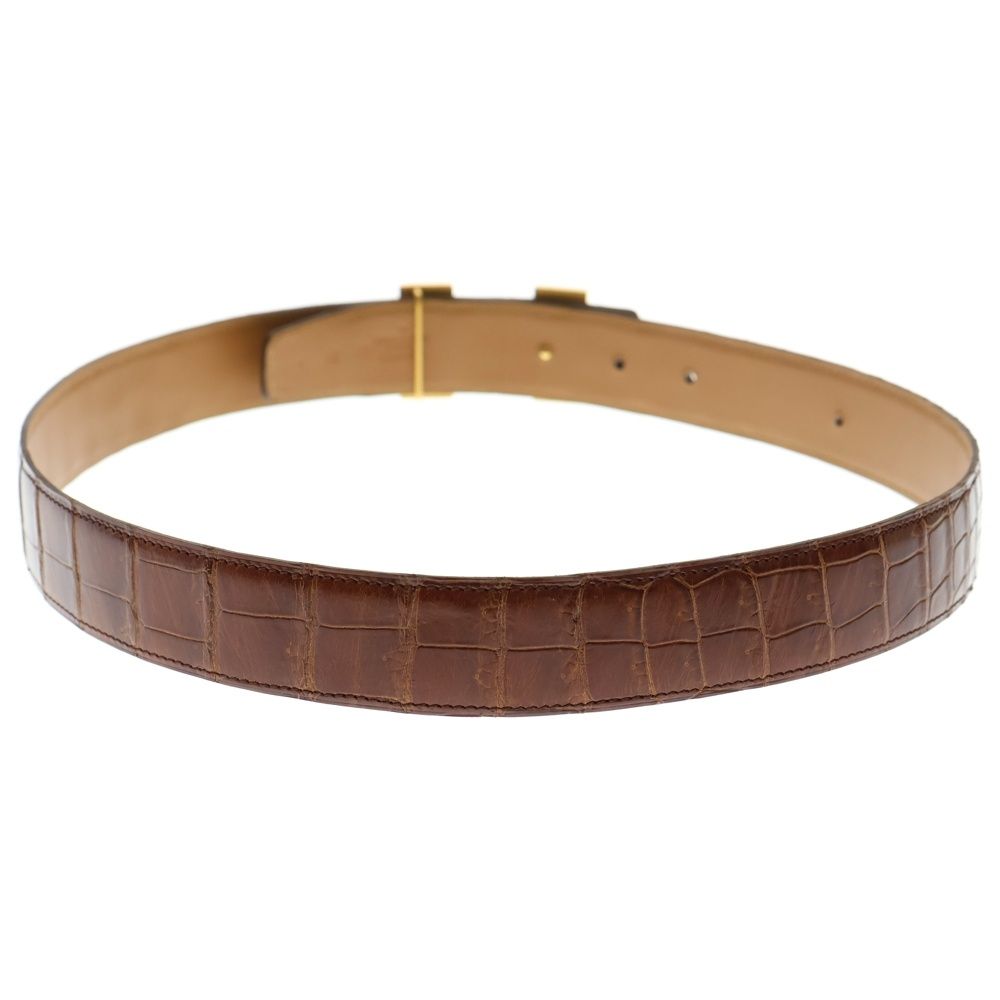 HERMES エルメス J刻印 コンスタンス ポロサス レディース レザーベルト クロコ ブラウン|ゴールド