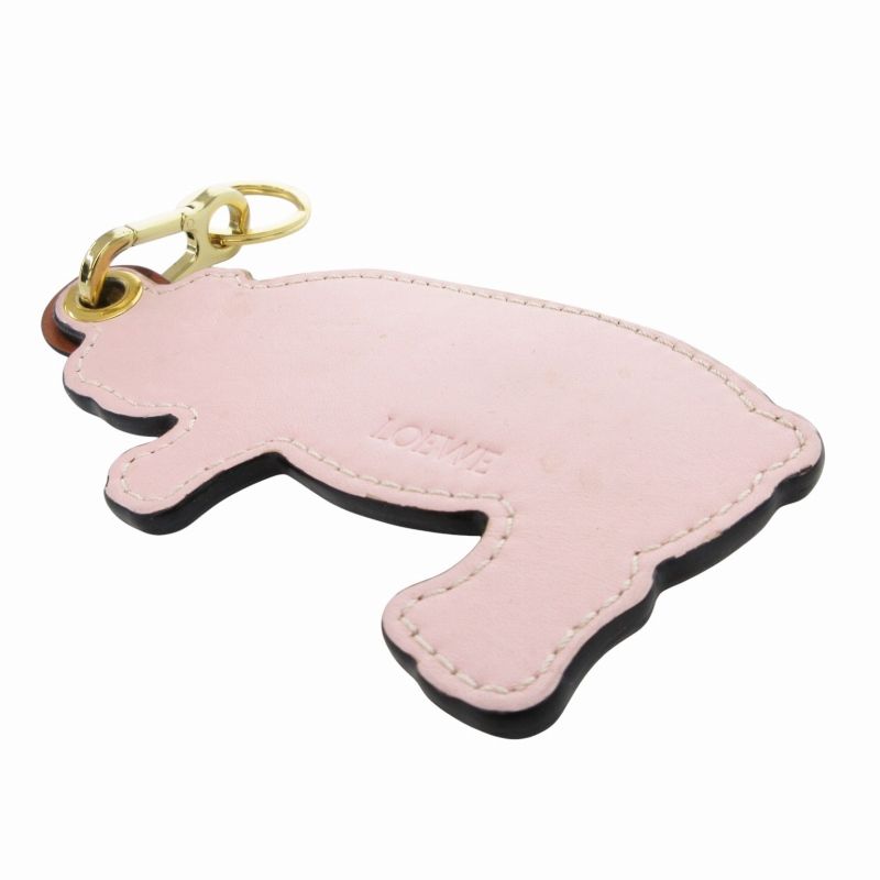 ロエベ LOEWE キーホルダー チャーム アニマル 豚 ピッグ レザー