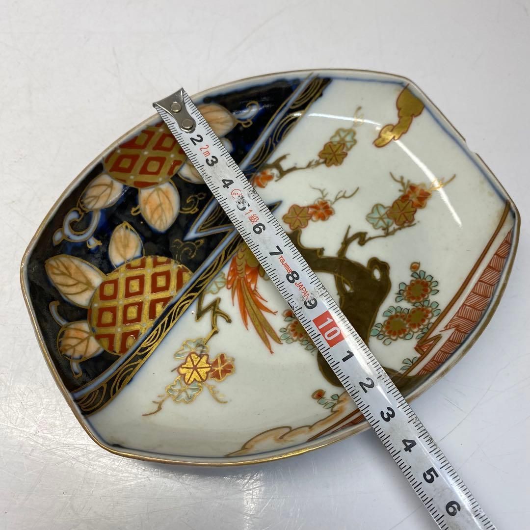 古伊万里　染錦刺身皿5客　直径16.5cm 東H6-0503① 古伊万里 染錦刺身皿5客 直径16.5cm 東H6-0503① 古伊万里
