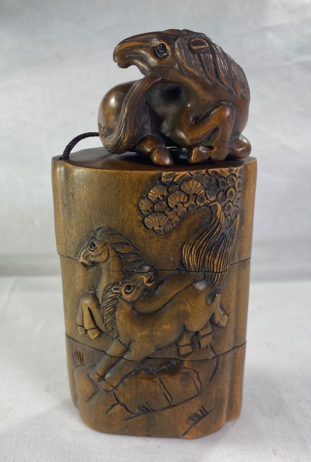 丸印籠 柘植材 置物 十二支 黄楊繊細彫刻 木製 【公式通販】