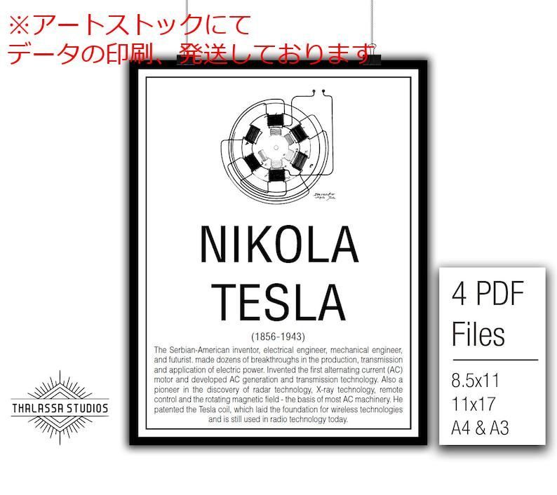 使いました mz ポスター A1 サイズ (~A4まで対応可) ニコラ・テスラ 科学ポスター