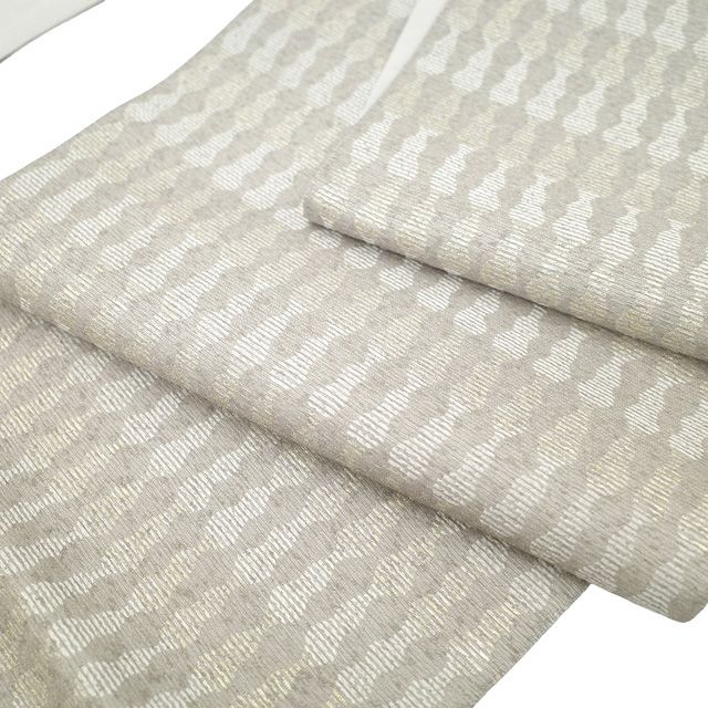 袋帯 京都 西陣 すくい織 金糸 濃グレー モダン柄 上質 新古品 kp1767 袋帯 京都 西陣 すくい織 金糸 濃グレー モダン柄 上質 新古品