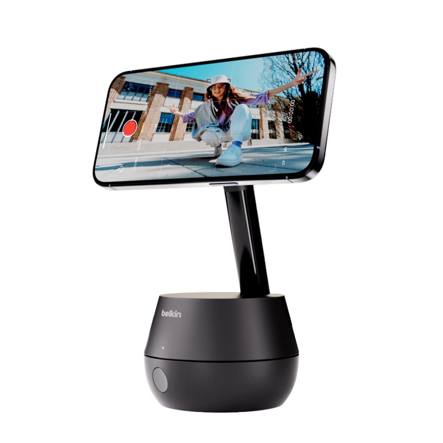 Belkin Stand Pro 自動追跡スマホ用ジンバル スタンド Apple DockKit搭載 MagSafe 15W急速充電 iPhone 15|14|13|12 Vlogスタビライザー YouTube＆TikTok動画 トラッキング機能 本体バッテ