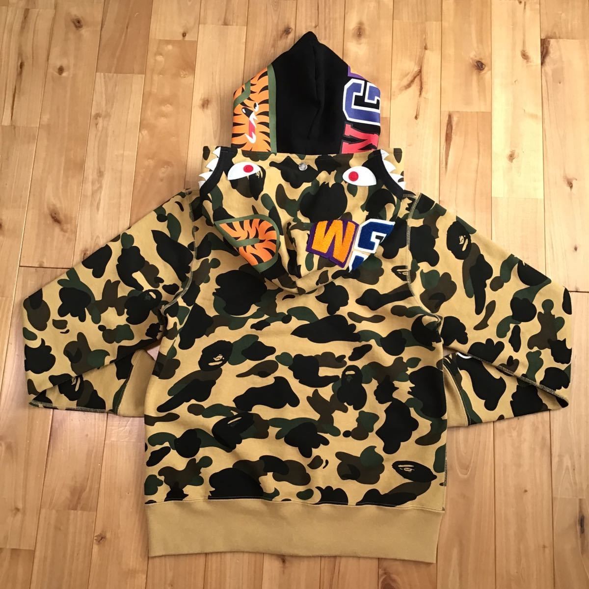 APE BIG ABC CAMO SHARK FULL ZIP DOUBLE HOODIE 2XL シャークパーカー-