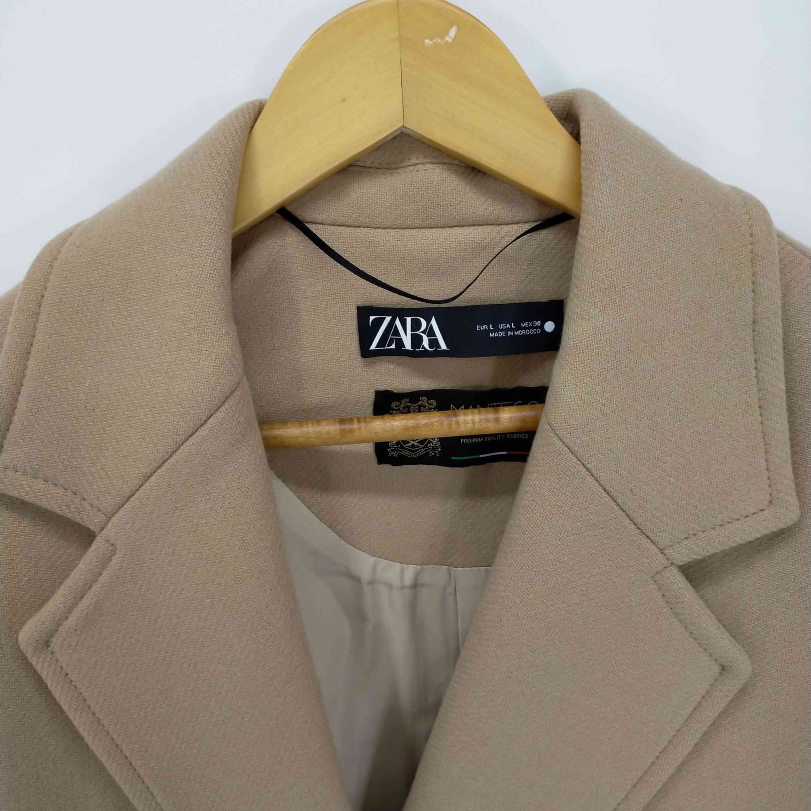 ザラ ZARA ウール混ダブルブレストチェスターコート レディース JPN：L