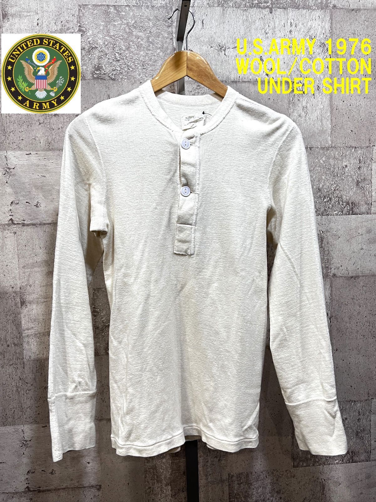 米軍 実物 76年 ウール/コットン ヘンリーネック アンダーシャツ S