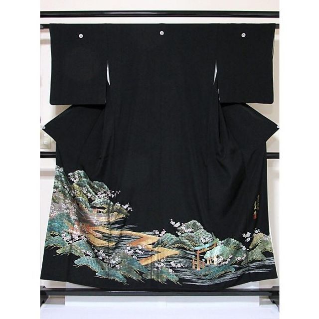 黒留袖 金彩師 唐渡建作 安芸の宮島 153cm前後 黒留袖 金彩師 唐渡建作 安芸の宮島 153cm前後