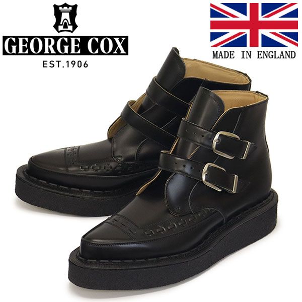 GEORGE COX (ジョージコックス) DIANO MONK BOOT 4176 V ラバーソール レザーブーツ 040 BLACK gc UK7-約26.0cm