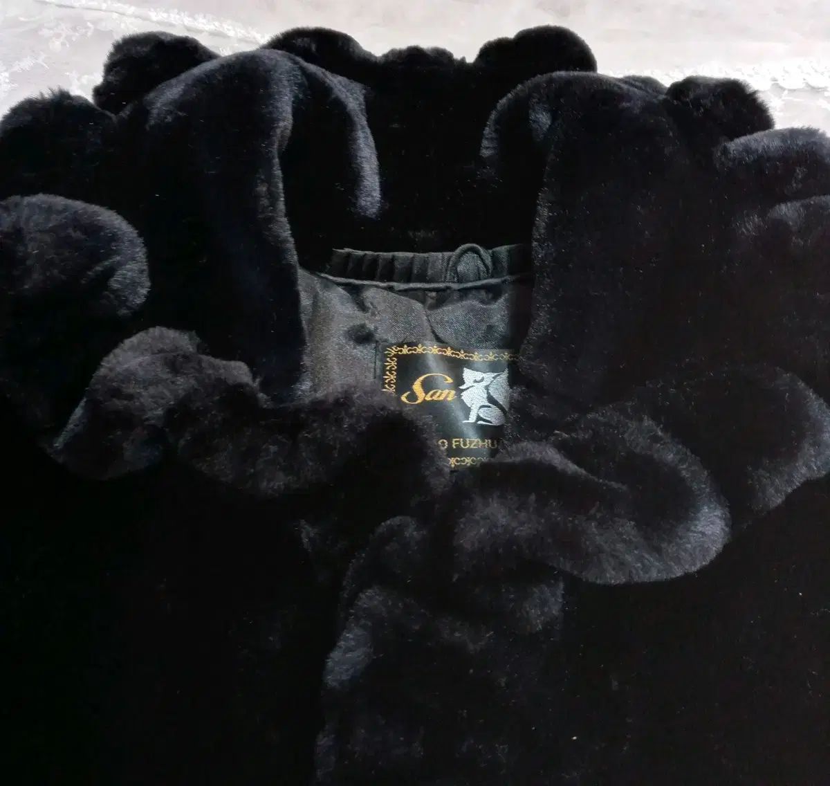 ブラックファーショートジャケット S