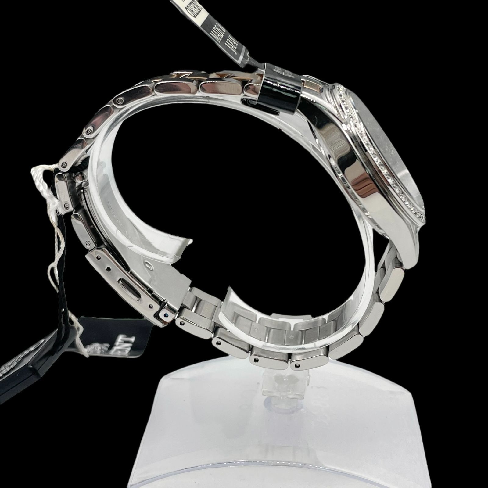 電池稼働品 ORIENT オリエント クロノグラフ コンビ 白文字盤 SS シルバー ピンクゴールド メンズ腕時計 サファイアクリスタルガラス