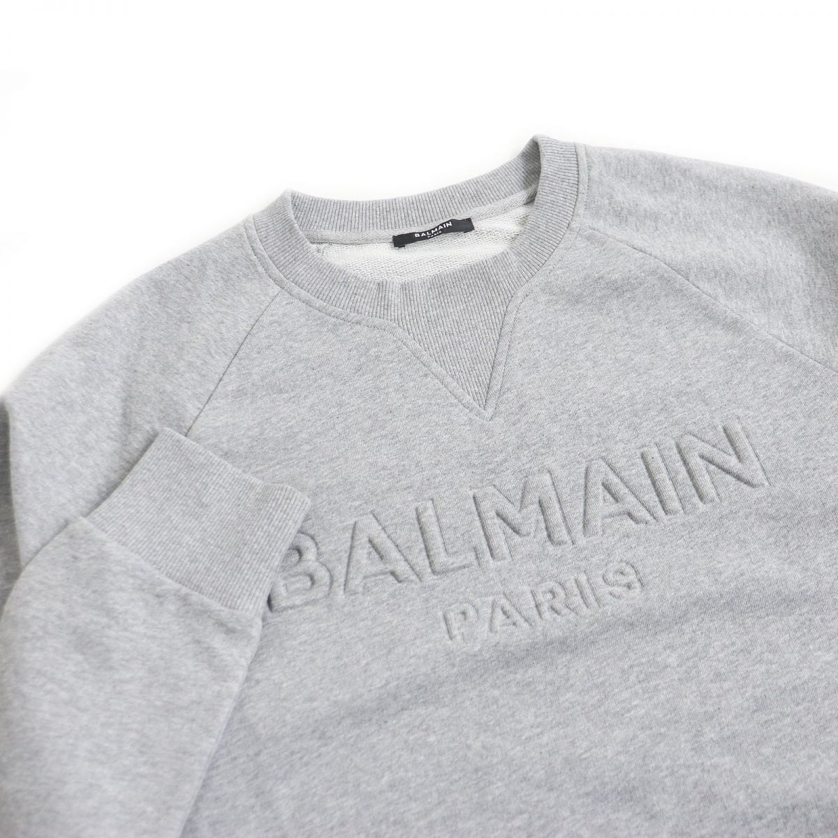 極美品□21AW BALMAIN/バルマン JQ005BB20 エンボスロゴ コットン