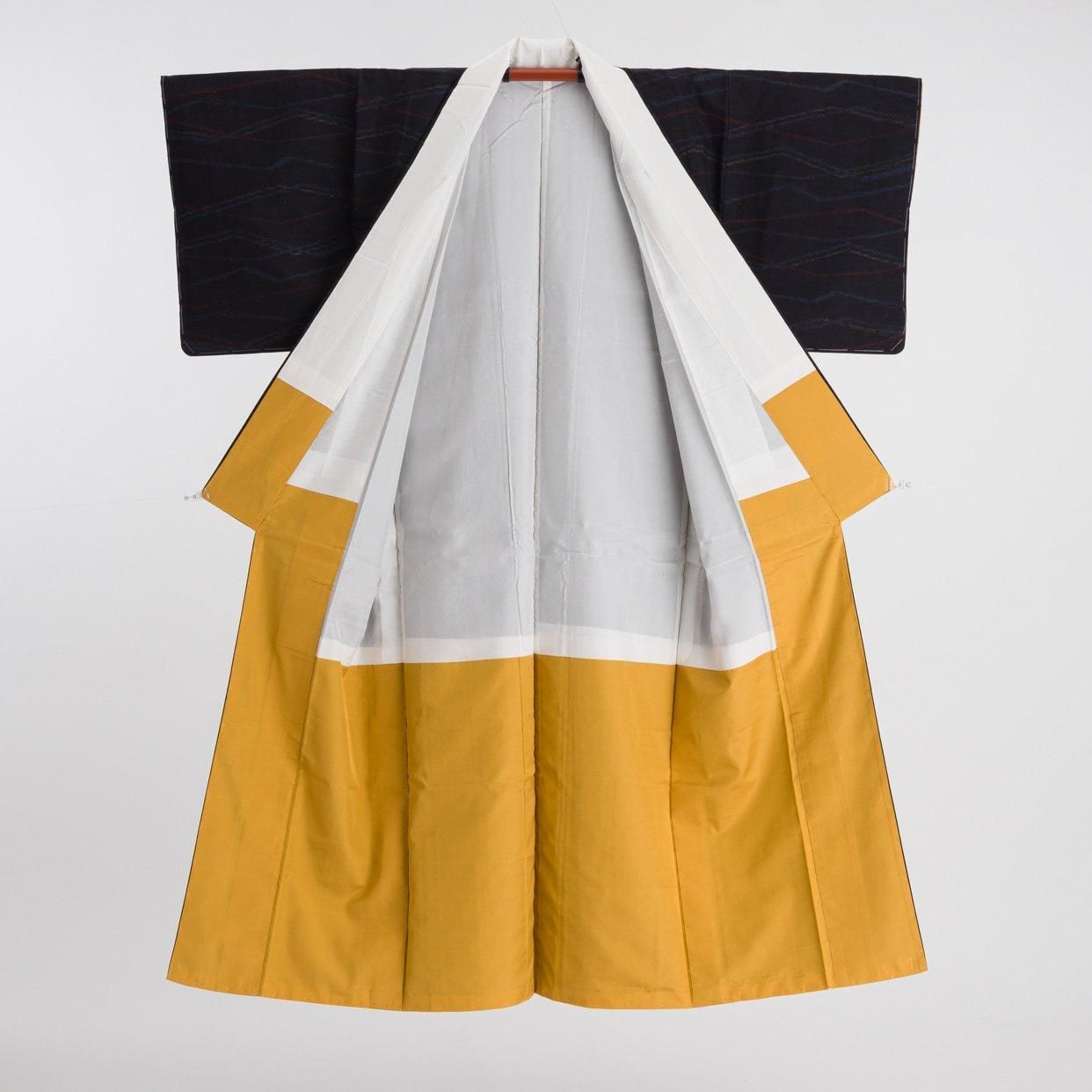 平和屋着物▽上質なお召 単衣 変わり格子 正絹 逸品 DAAT9228az