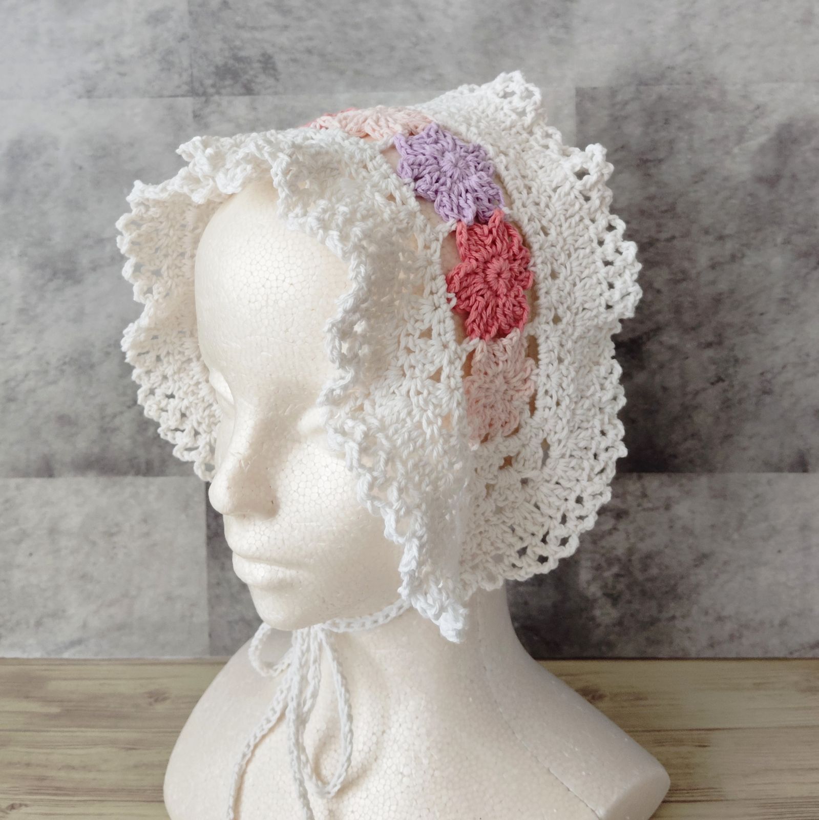 【みちゃん】ハンドメイド ヘッドドレス バブーシュカ 編み物 みちゃん様専用】ハンドメイド ヘッドドレス バブーシュカ 編み物