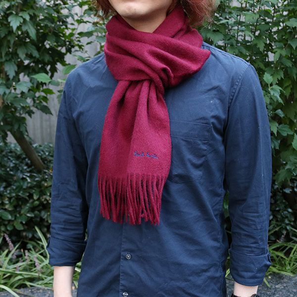 ポールスミス PAUL SMITH ポールスミス マフラー メンズ レディース ロゴ ボルドー 人気 ブランド おしゃれ 誕生日 記念 プレゼント ギフト 送料無料