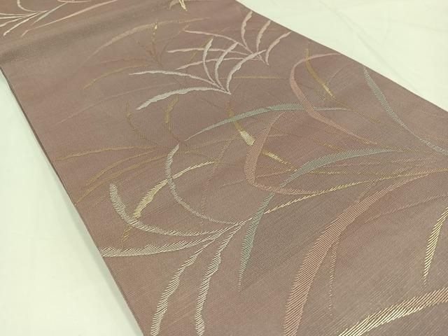 平和屋着物＊夏物 六通柄袋帯 草葉文 金糸 正絹 逸品 AAAW3073jh  