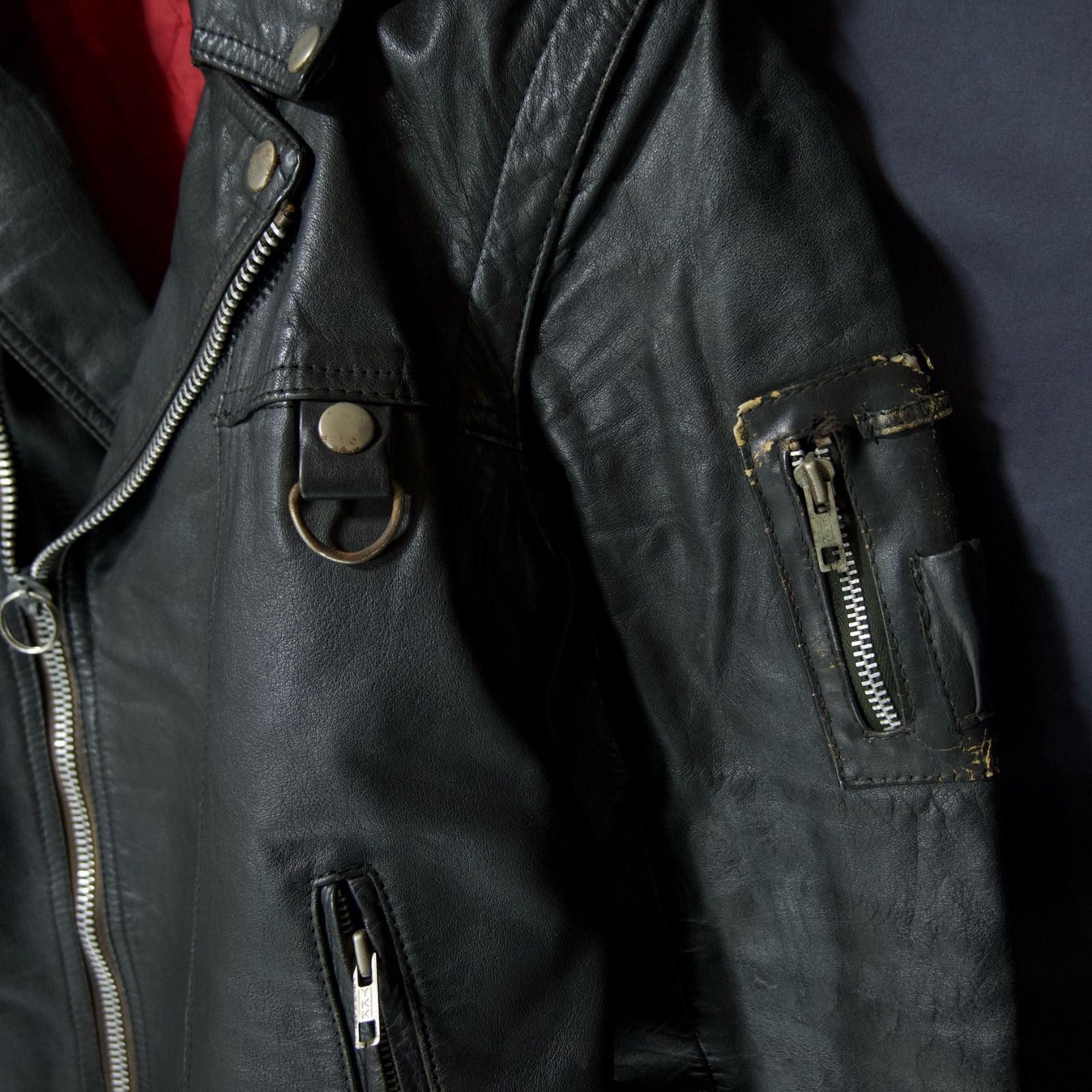80s~90s Euro 2way Detachable Leather Double Riders Jacket