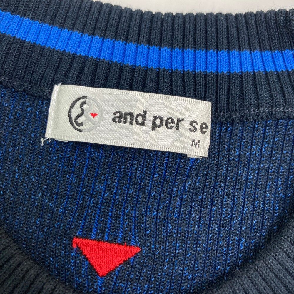 サイズ：M AND PER SE アンパスィ ニットベスト 総柄 ホワイト系