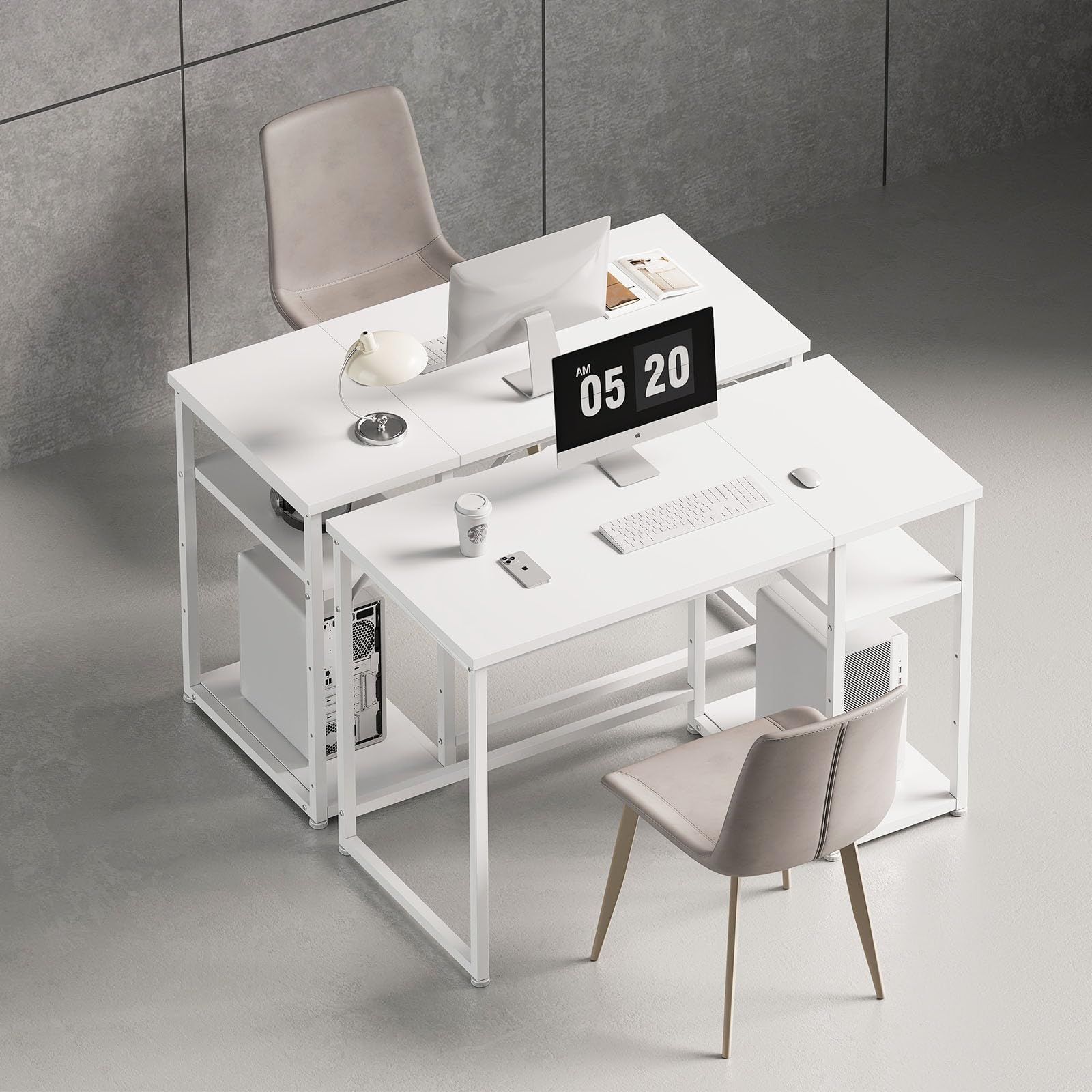 パソコンラック 家具 table 一人暮らし 学習机 テーブル 収納ローテーブル ワークデスク 100 白 ラック付きデスク ゲーミングデスク 幅100 奥行48cm 勉強机 白い pcデスク SZ121BS 机 スチールウッド簡易棚付きデスク パソコンデスク