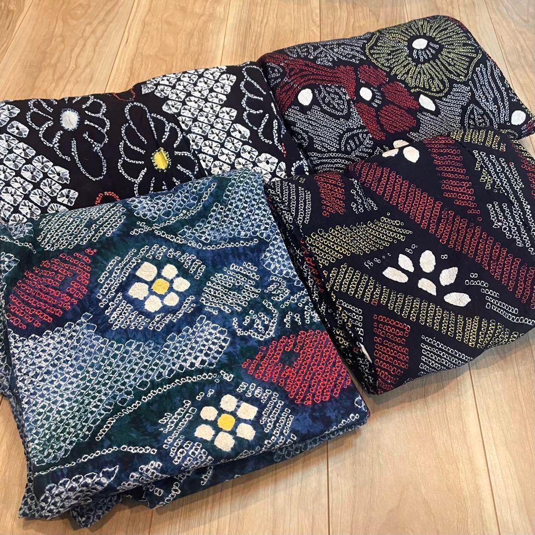 リメイク 素材 着物 和服 4点 本染 浴衣 反物 有松絞り
