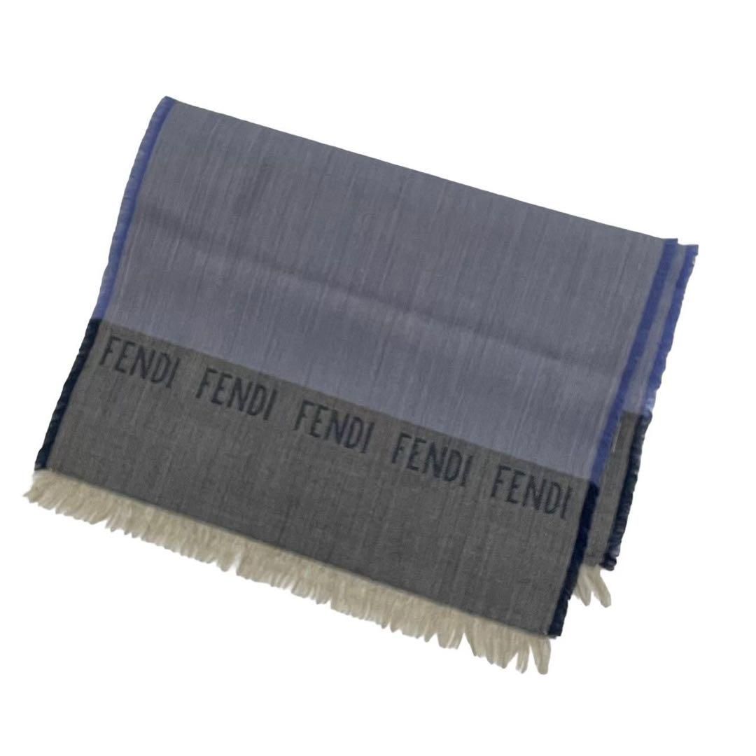FENDI フェンディ マフラー 青系 ストール フリンジ ロゴ入り - メルカリ