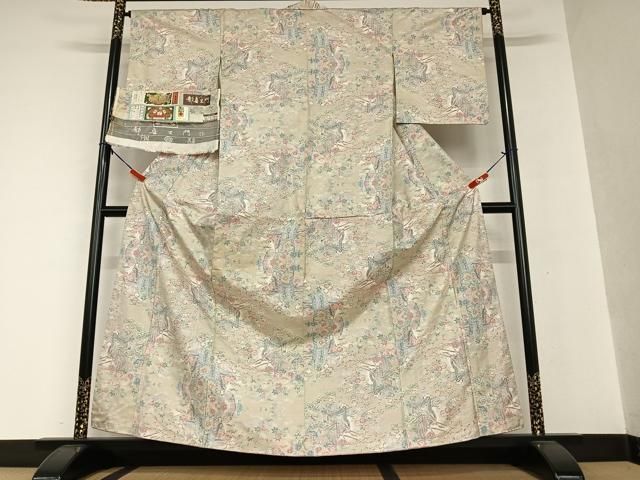 平和屋着物○都喜ヱ門 本場大島紬 9マルキ 紫の詩集 藤絹織物謹製 証紙