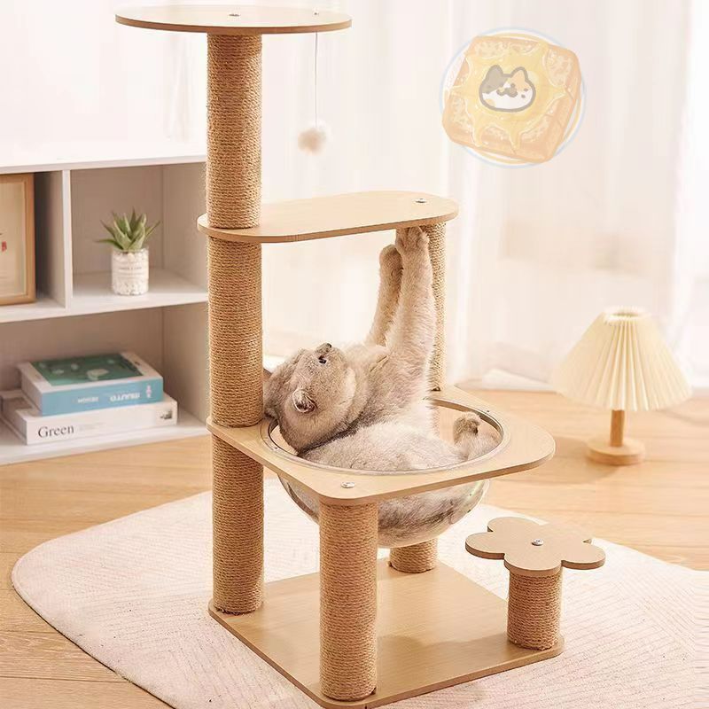 キャットタワー 木製 据え置き キャットハウス 爪とぎ おしゃれ
