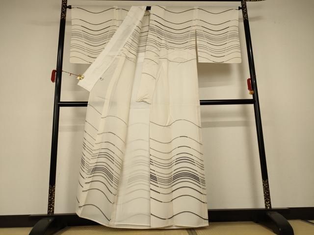 平和屋着物＊夏物　訪問着　絽　横段文　正絹　逸品　AABB8278jd 平和屋着物＊夏物 訪問着 絽 横段文 正絹 逸品 AABB8278jd 平和屋