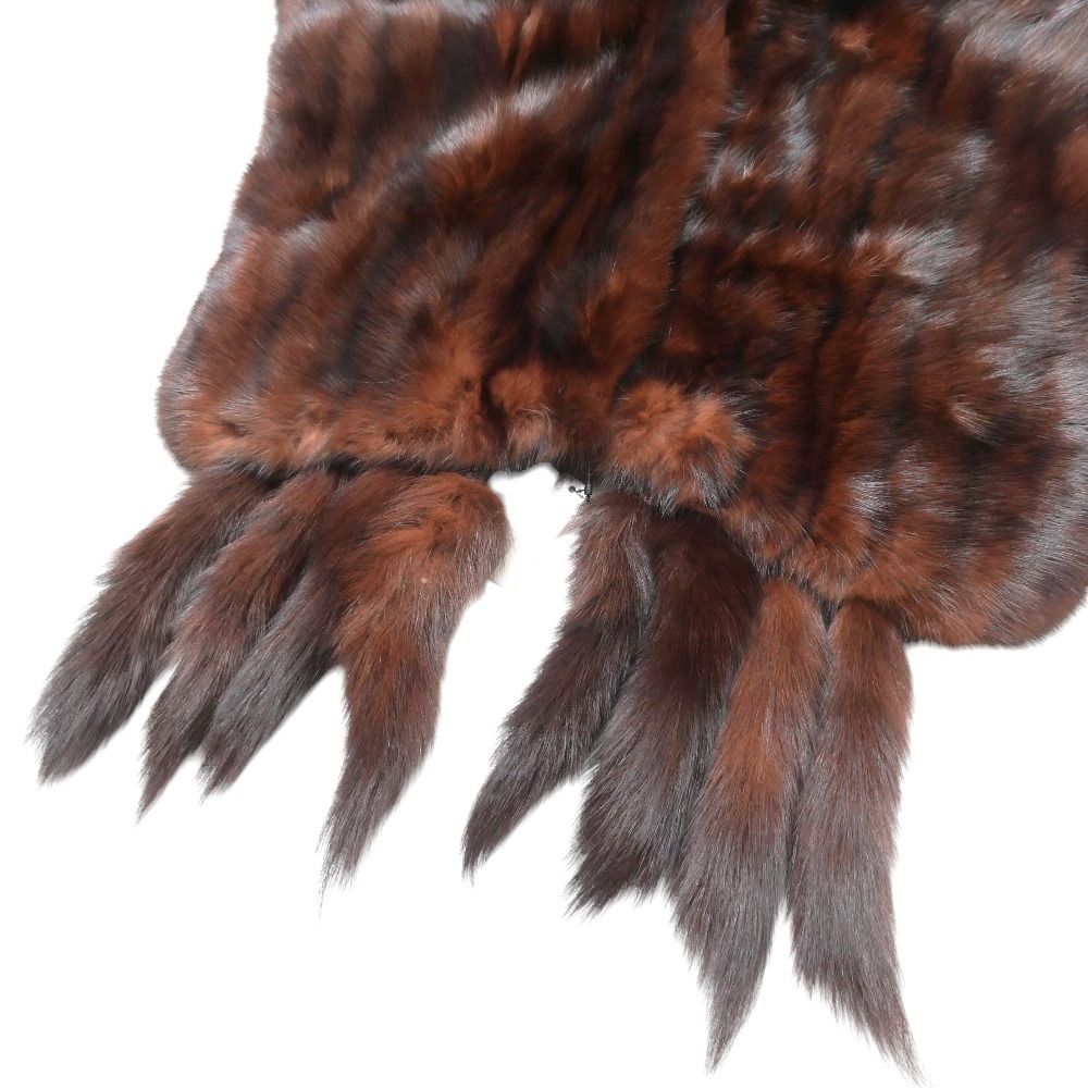 □美品□sable 毛皮 セーブル ストール ファー 大判 フリンジ ショール  