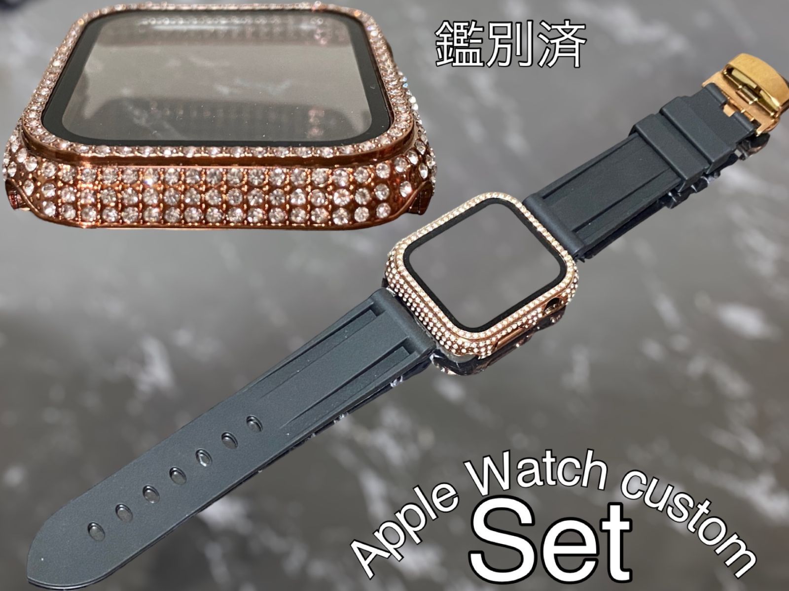 ローズ ブラック アップルウォッチ ケースカバーApple Watch. Dラバーベルト ラバーバンド キラキラカバー ケース 鑑別済み