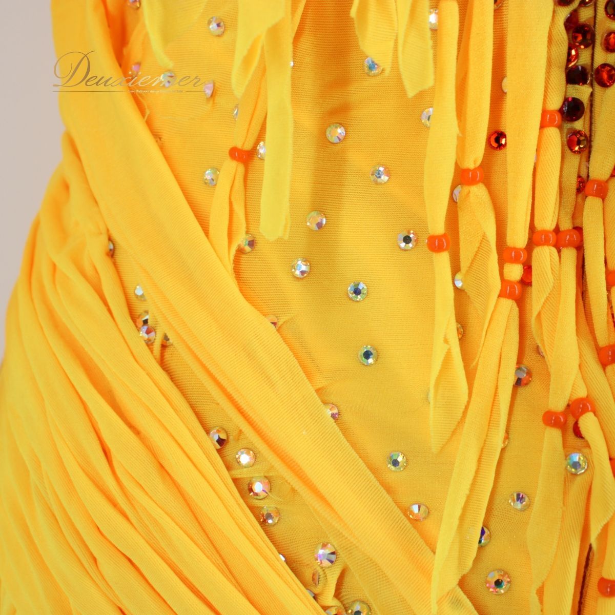 【美品 社交ダンス衣装】イエロー zdenka arko ズデンカ・アルコ ラテン ドレス ワンピース 黄色 オレンジ フリンジ デモ 美品 社交ダンス衣装】イエロー zdenka arko ズデンカ・アルコ