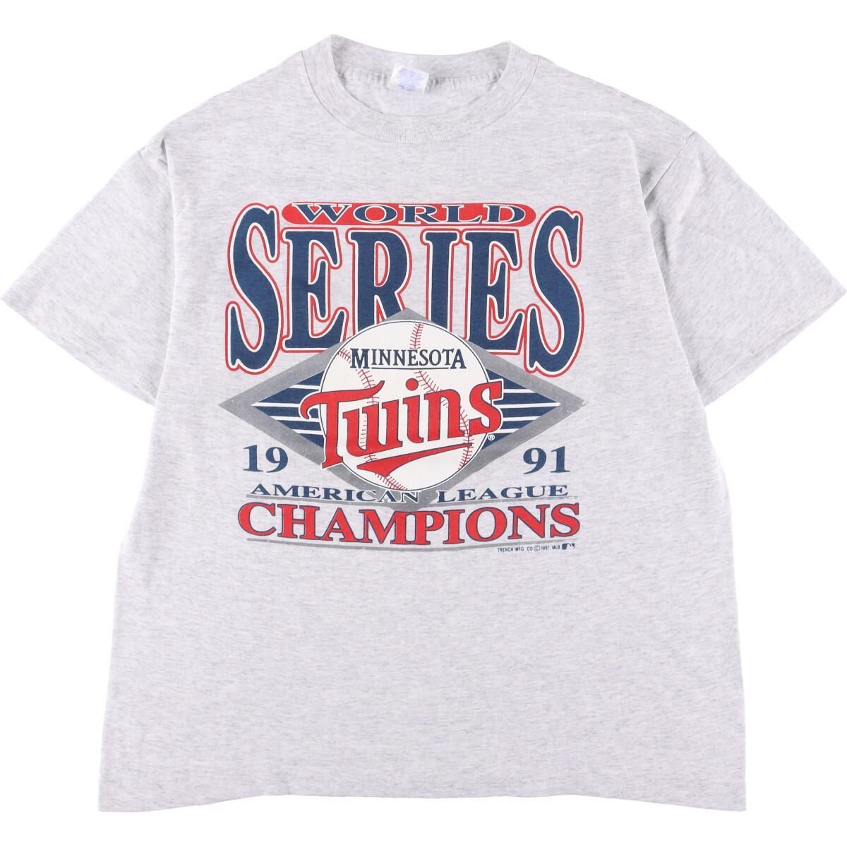 古着 TRENCH USA MLB MINNESOTA TWINS ミネソタツインズ スポーツプリントTシャツ USA製 メンズL /eaa323884