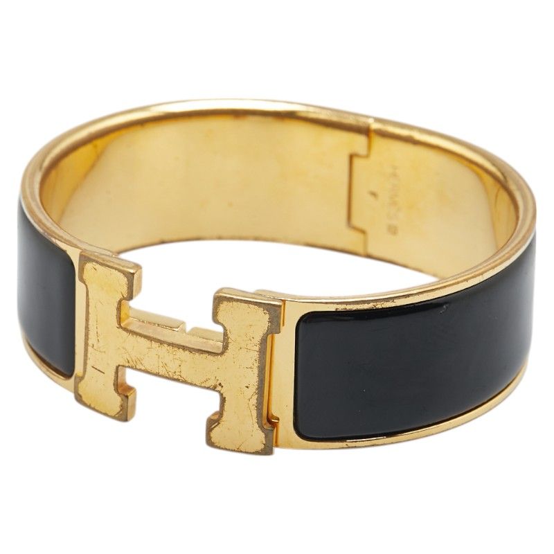 エルメス クリッククラックH PM ゴールド ブラック メッキ レディース HERMES 1-0220175