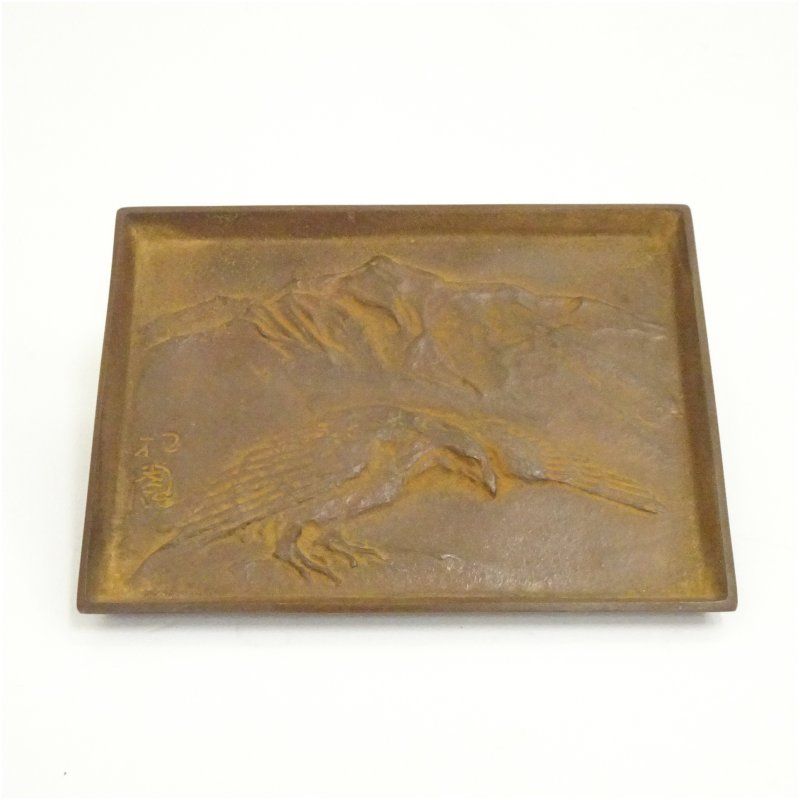 須賀松園造 蝋型鋳銅 国の穂 ブロンズレリーフ 共箱 おしゃれ かわいい アート インテリア パネル オブジェ 雑貨 ディスプレイ 骨董