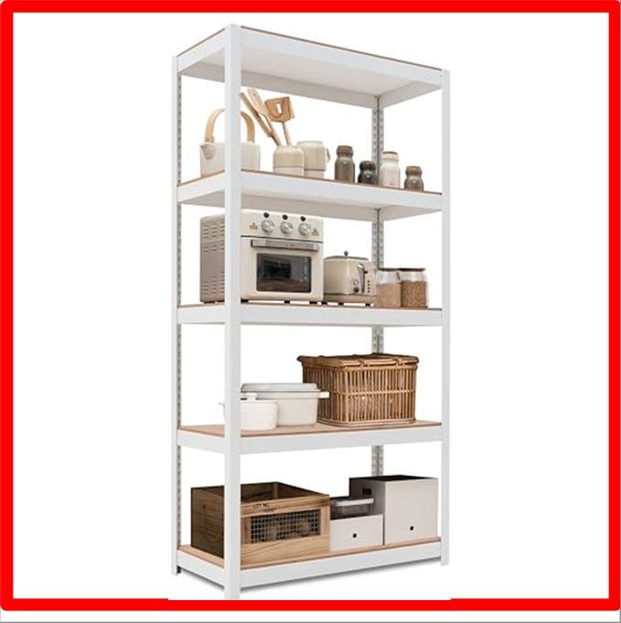 【送料無料】 幅90×奥行40×高さ180cm_ホワイト HOMEDANT House 組立簡単 ラミネート スチールラック キッチン 5段 幅90 奥行40 
