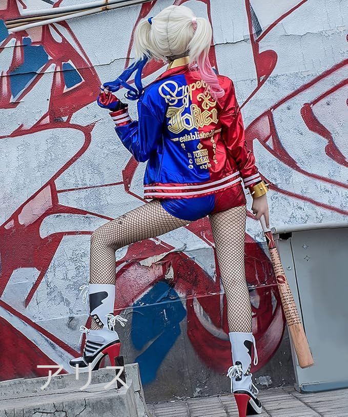 ハーレイクイン　コスプレ　11点セット ハーレイクインコスプレ 11点セットジョーカー コスプレウィッグ