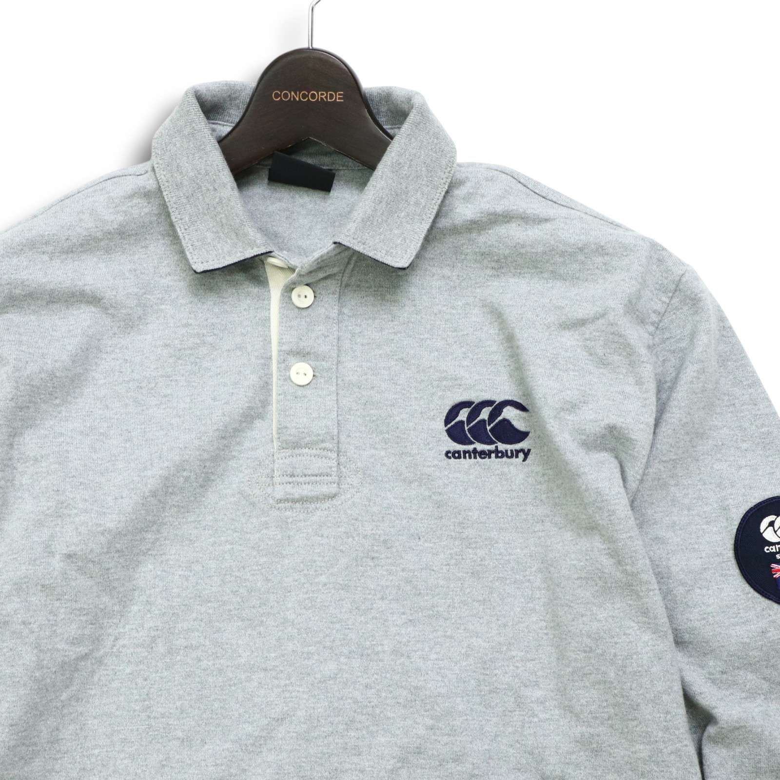 【美品】カンタベリー　ラガーシャツ ラグビー XL ポロシャツ　ワッペン 刺繍 CANTERBURY カンタベリー ロゴ刺繍 ワッペン☆ 長袖 ラガーシャツ