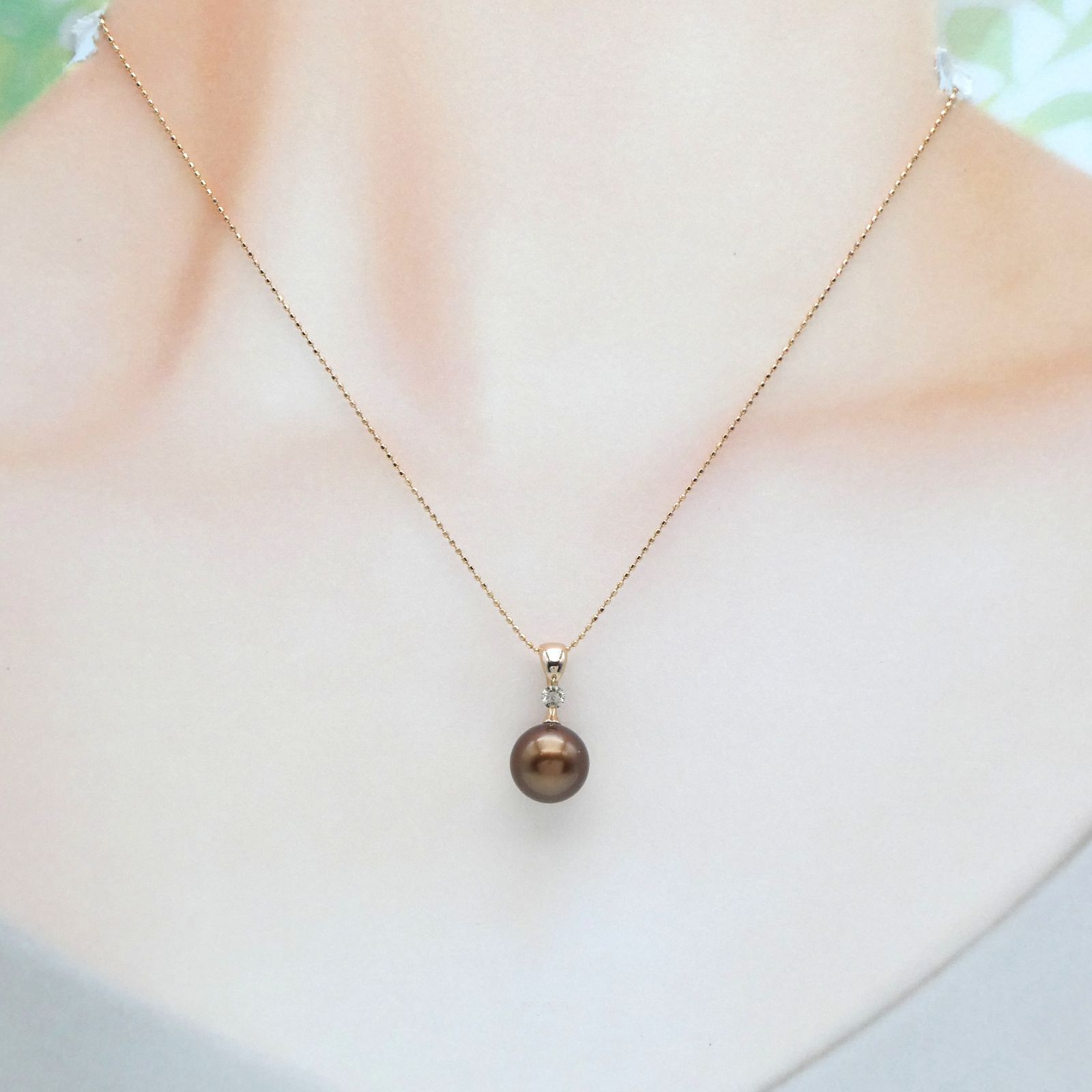 ネックレス K18PG ダイヤモンド0.10ct ショコラパール10.0mm - メルカリ