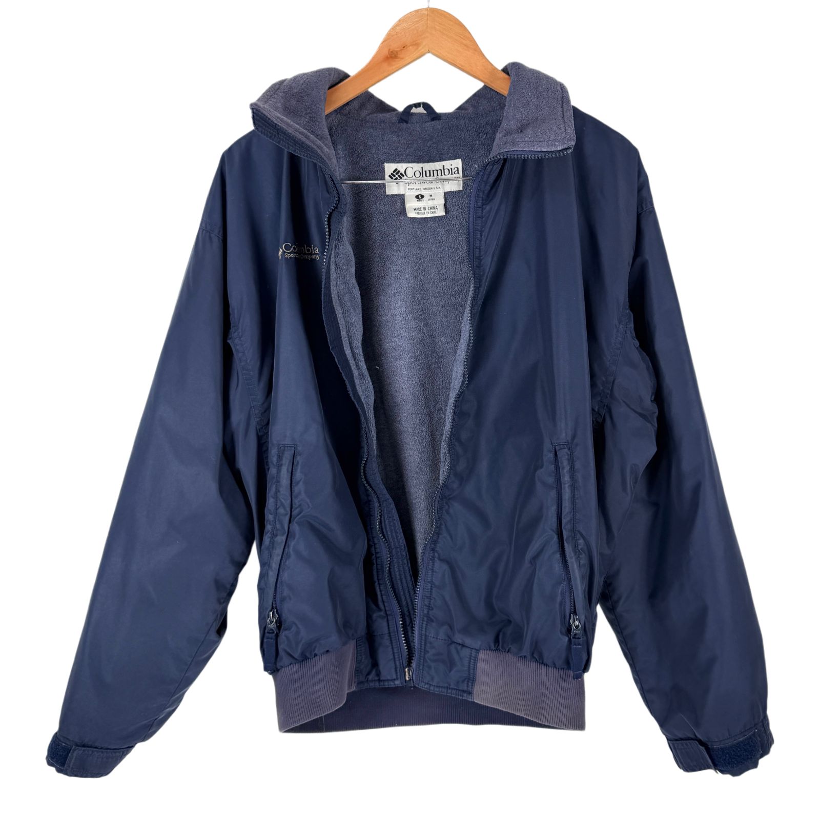 90s~00s ヴィンテージ Columbia ナイロンジャケット フリース 裏起毛 S 