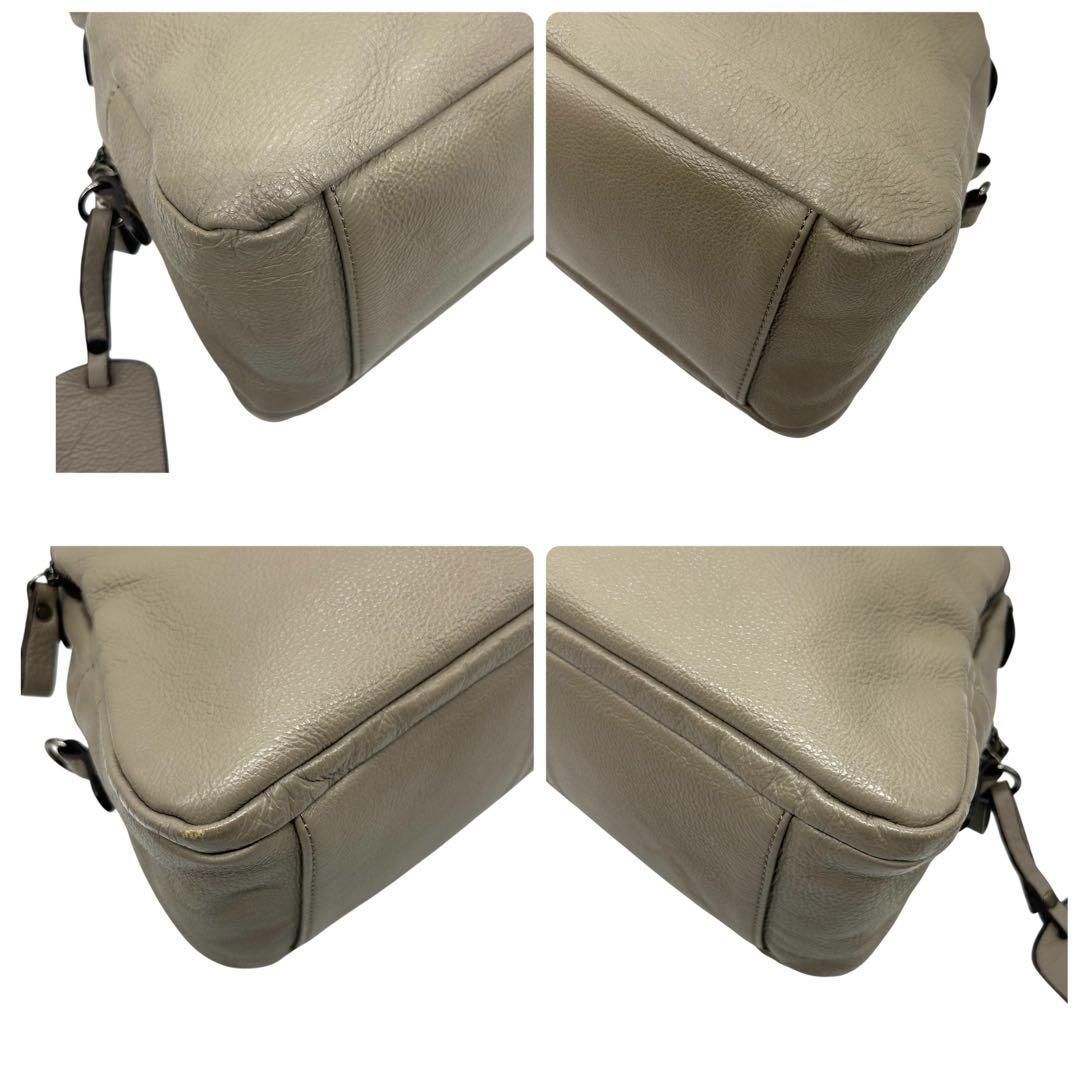 良品 1328 ヘイニ ロシェ ハンドバッグ 2way シボ革 グレージュ