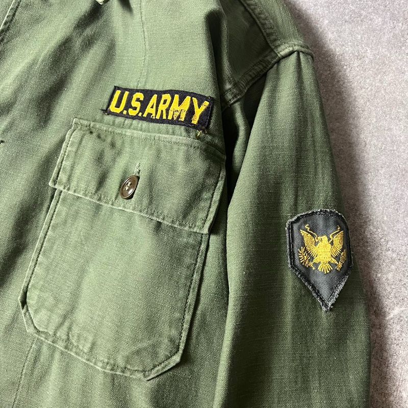 50s US ARMY 米軍実物 OG-107 コットン サテン ユーティリティ シャツ