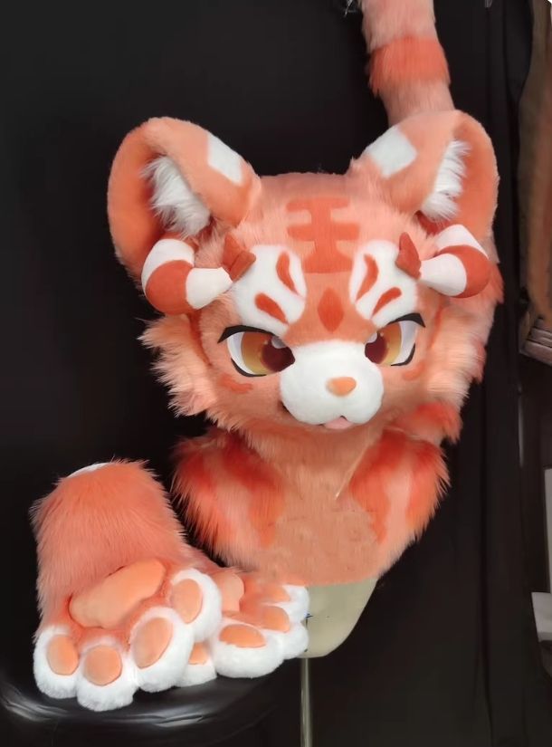 ファースーツ 着ぐるみセット NO.84 虎 オレンジ色 ケモノ ファースーツ 全頭ヘッド ぬいぐるみ コスプレ コスチューム kigurumi