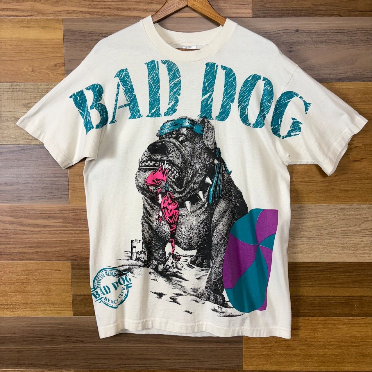 USA製 90s BAD DOG ブルドッグ 両面 大判プリント T-sh Tシャツ サイズ 