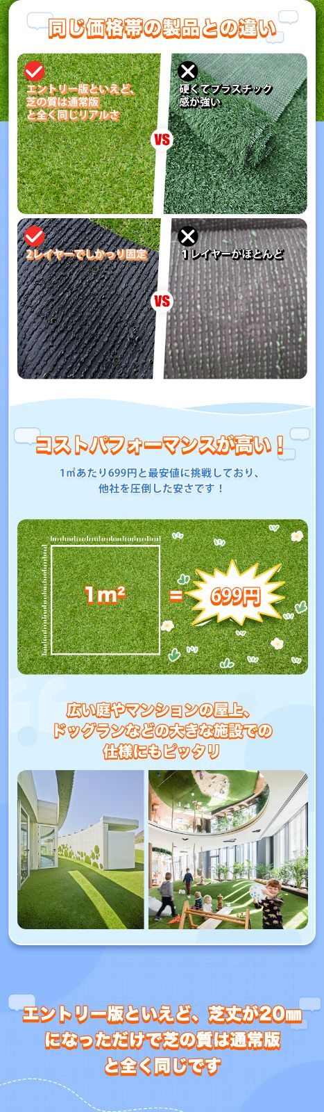 1m×20m 芝丈20mm