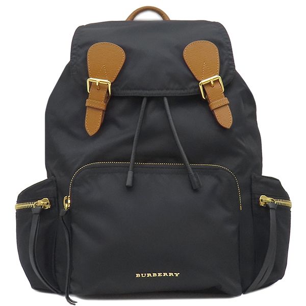 【美品】BURBERRY ゴールド チェーン リュック ナイロン ブラック バーバリー BURBERRY リュック・デイパック チェーン バックパック