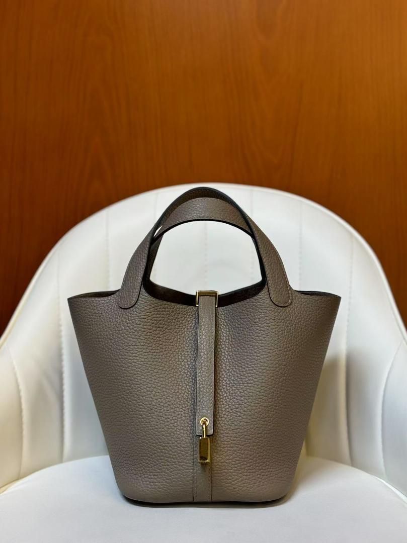 エルメス ピコタン ロック PM 黒×シルバー金具 ハンドバッグ%--