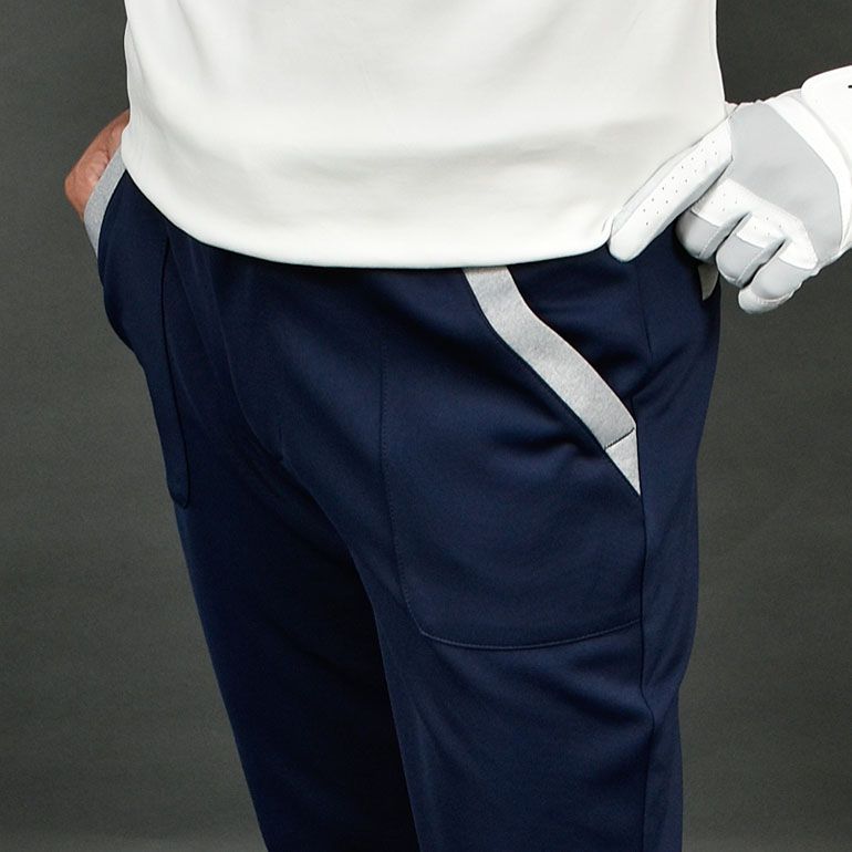 ポケットラインテーパードゴルフパンツ 杢グレー×イエロー