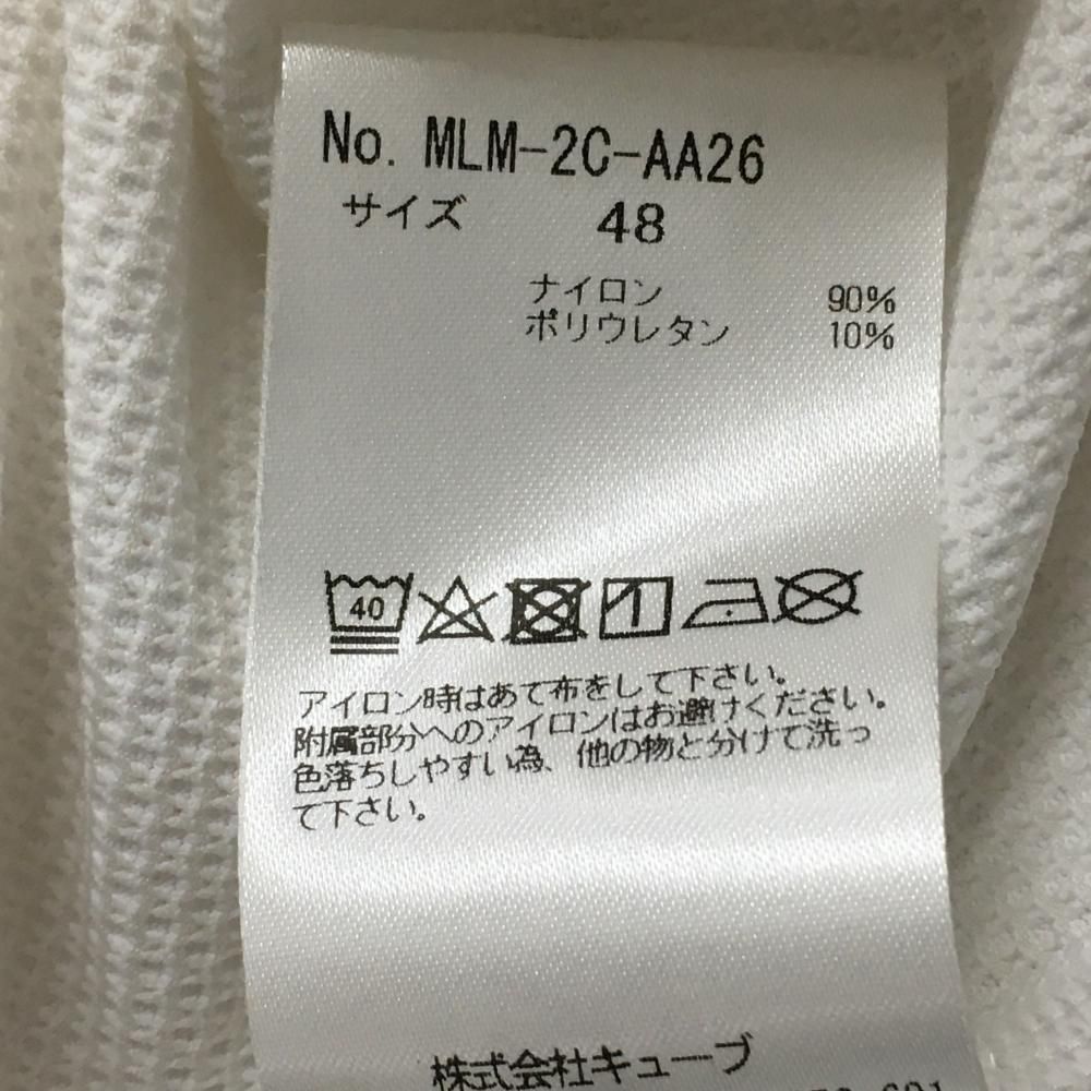 マークアンドロナ 長袖ハイネックシャツ 白×黒 織生地 ロゴ